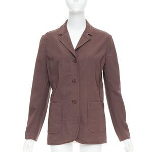 PRADA Vintage brown low sheen twill patch pocket notch lapel jacket IT46 XL